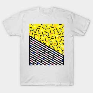 80s pop art 003 yellow, black and white stripes T-Shirt